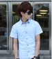 夏季薄款纯色短袖衬衫男士韩版修身休闲短袖衬衣潮男装白色衣服寸