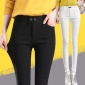 实拍春款修身显瘦打**2017外秋款女黑色高腰小脚裤弹力裤